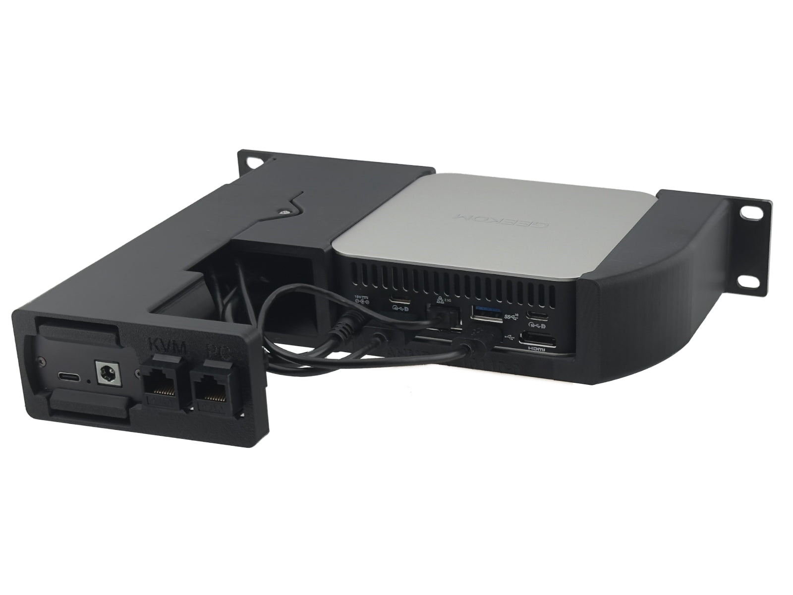 10" 1U Rack Shelf for Geekom A6/A7/A8 Mini PC with JetKVM Mounting
