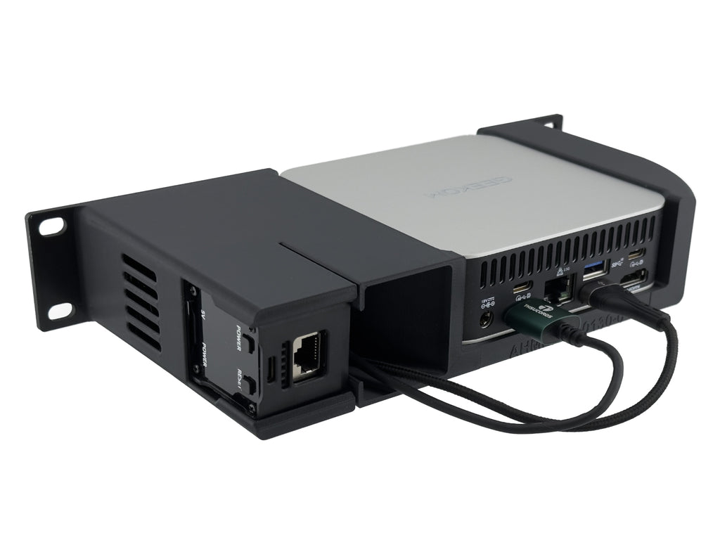 10" 1U Rack Shelf for Geekom A6 and A7 Mini-PC with NanoKVM Full Mounting