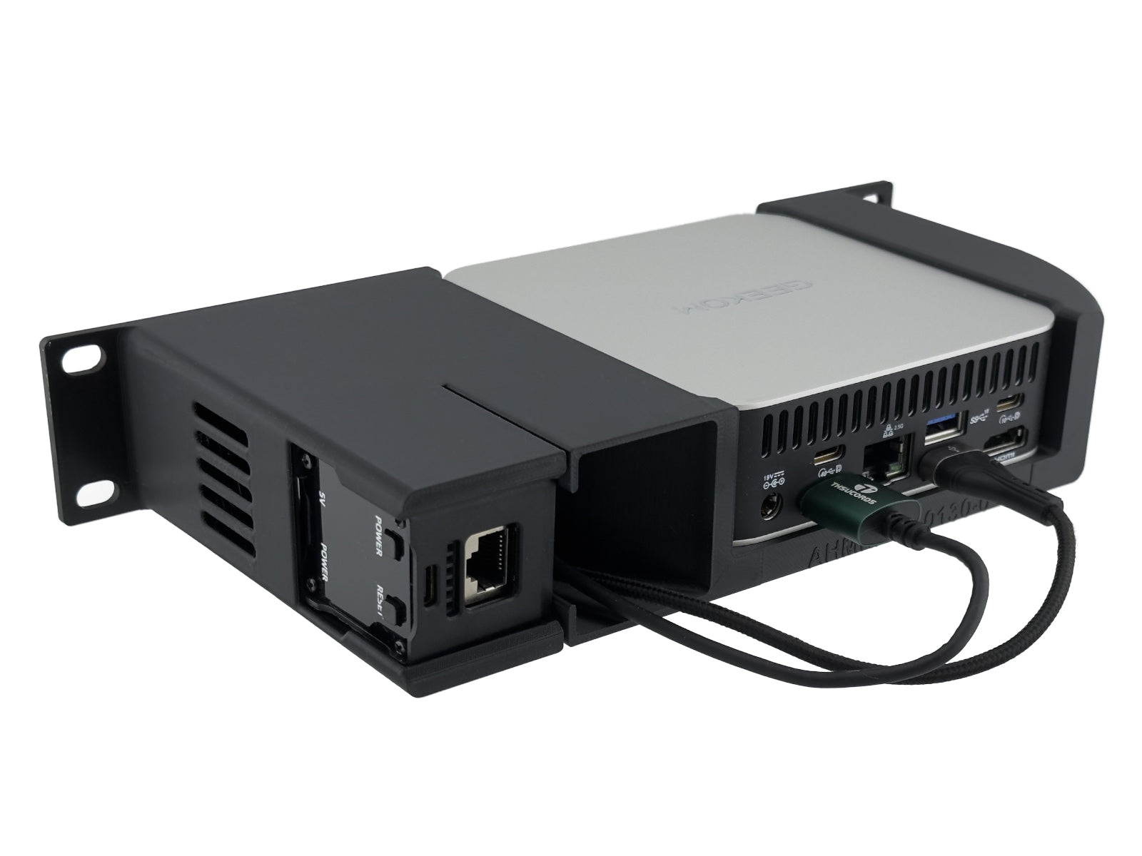 10" 1U Rack Shelf for Geekom A6 and A7 Mini-PC with NanoKVM Full Mounting