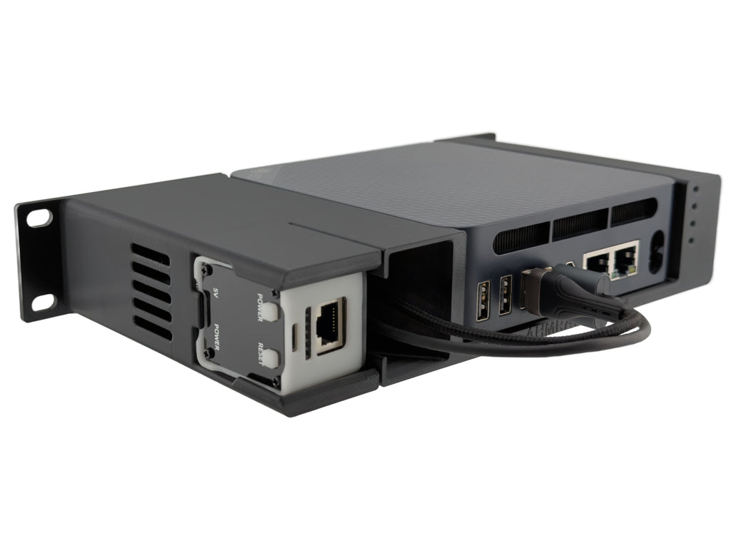 10" 1U Rack Shelf for Beelink EQ13/EQ14 Mini PC with NanoKVM Full Mounting